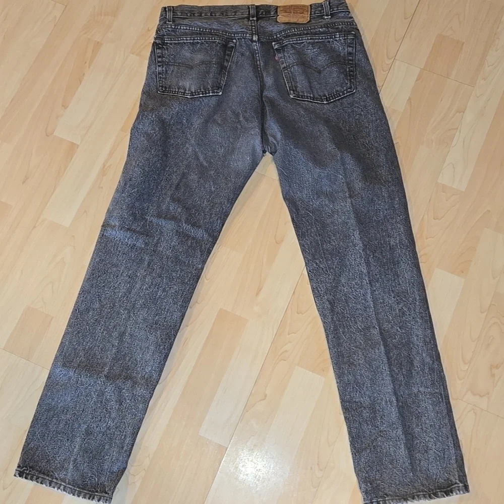 Vintage Levi 501 Button Fly Black Wash Jeans 38x32 Usa Made Ripped Crotch - Picture 11 of 16